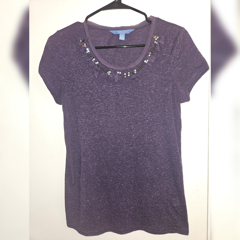 Simply Vera Vera Wang Purple Short Sleeve Top